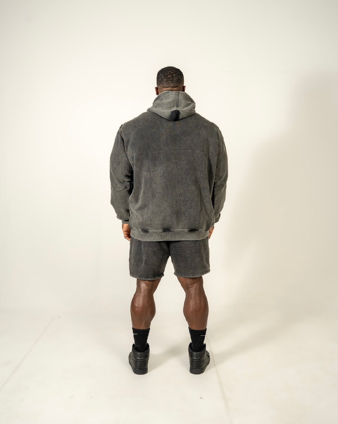 HECXTN Distressed Acid Black Zip up Hood.