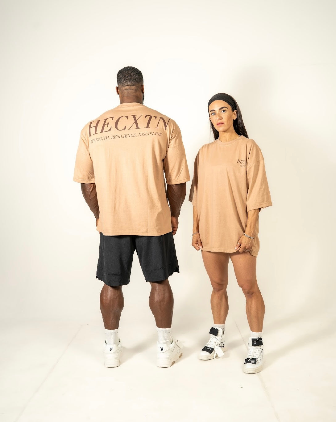 Relaxed Oversized Brown & Brown HECXTN T-Shirt.