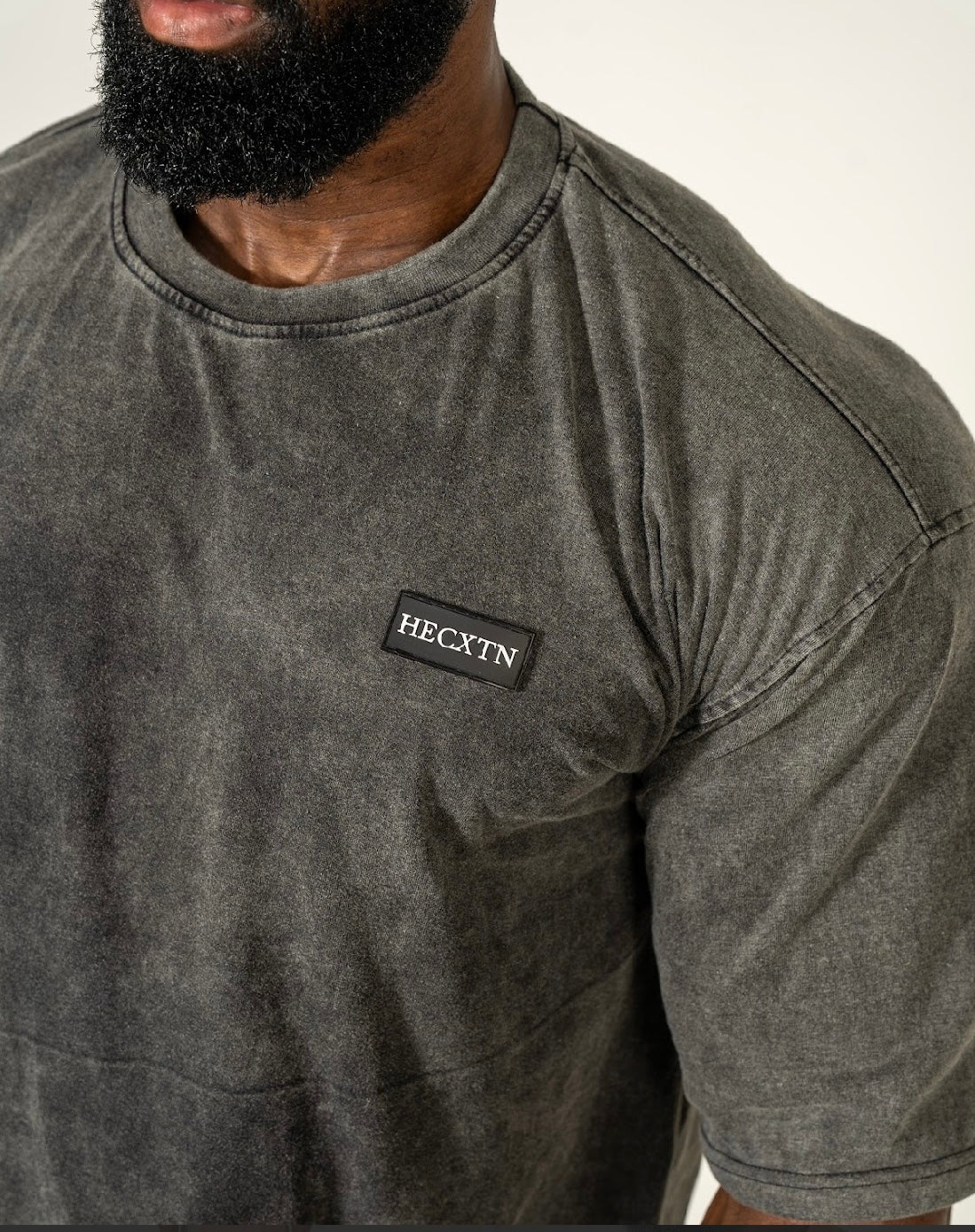HECXTN Distressed Acid Black Oversized T-Shirt.