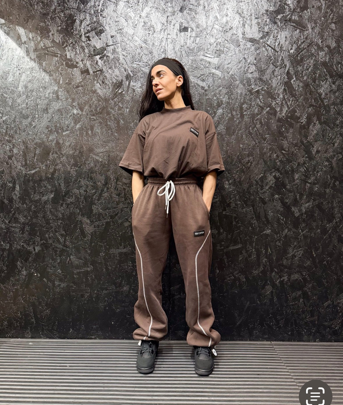 HECXTN Brown Oversized T-Shirt.