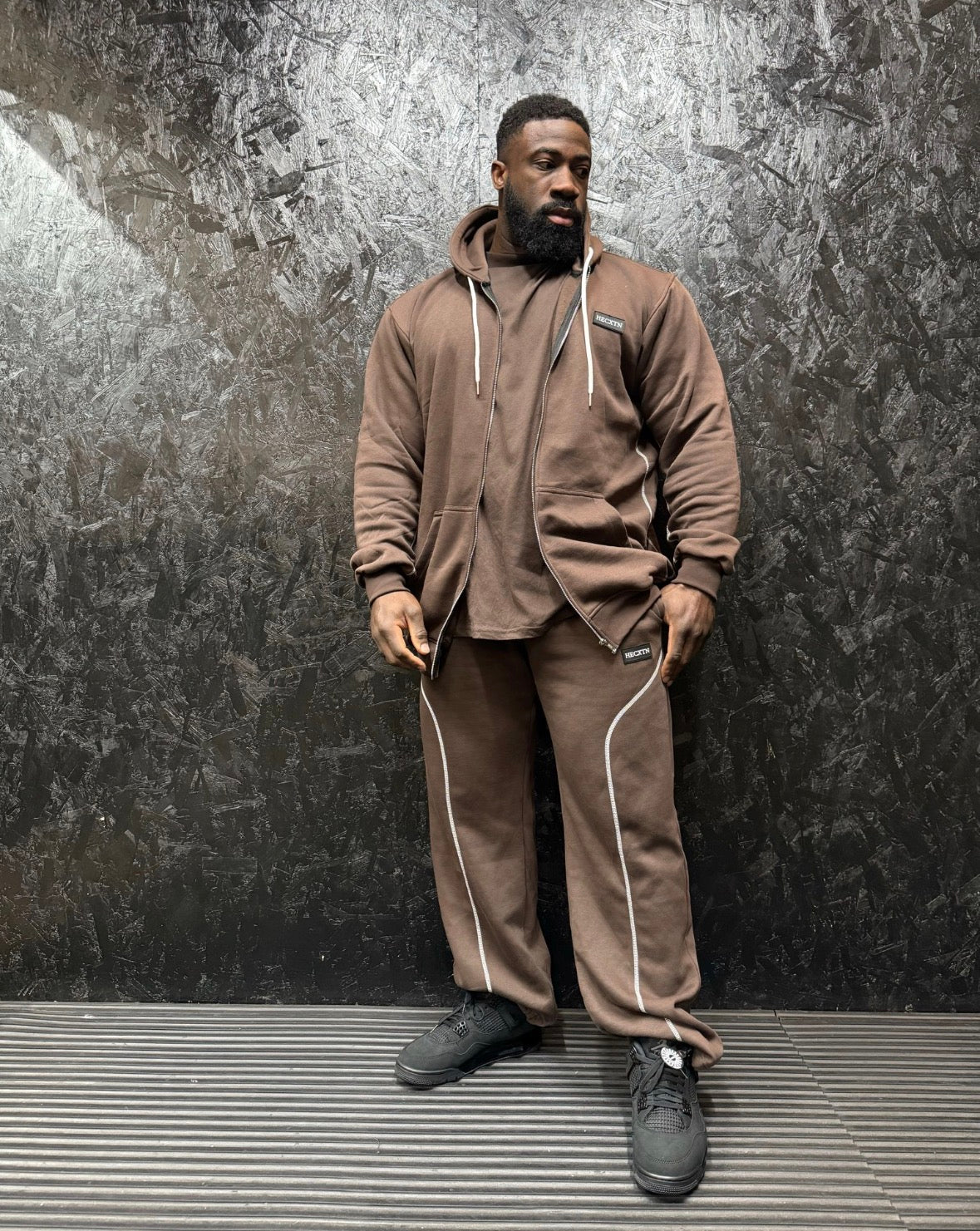 HECXTN Brown Zip Hood.