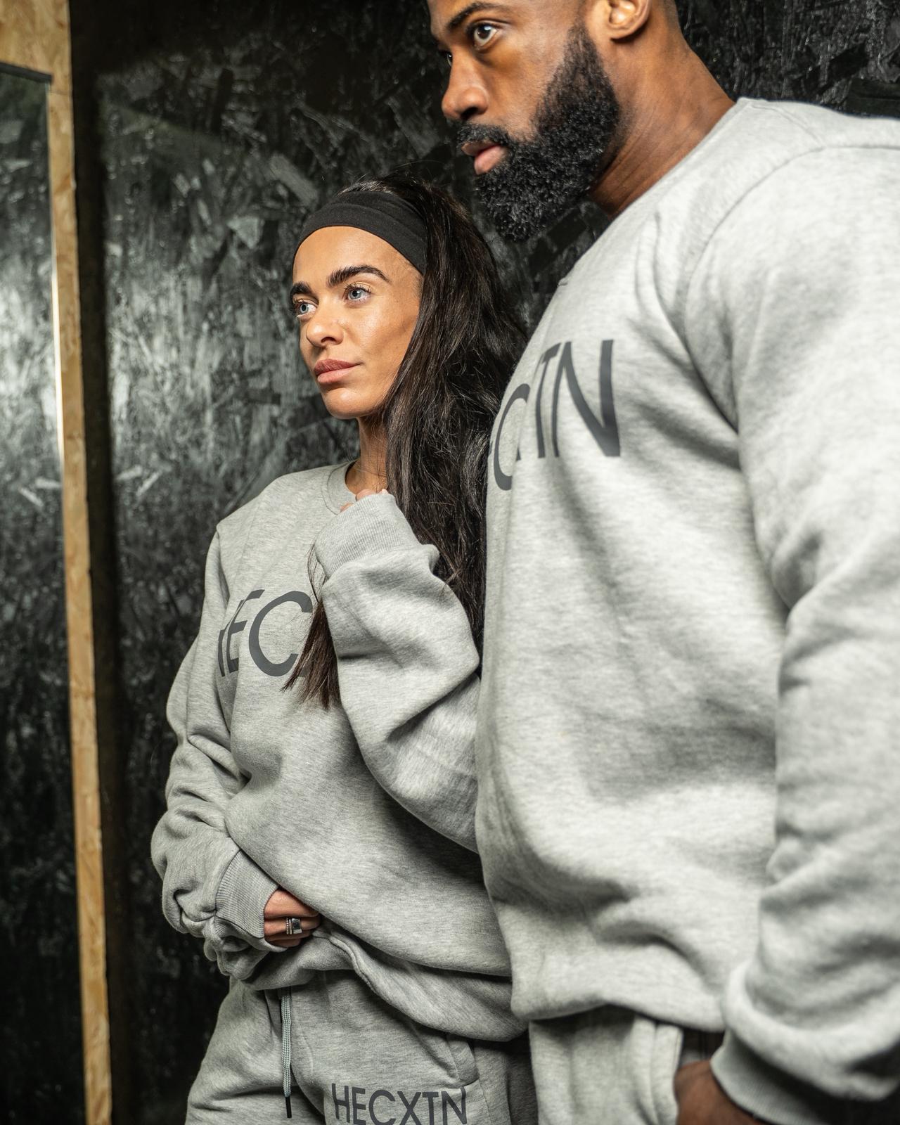 HECXTN Sports Grey Oversized Jumper