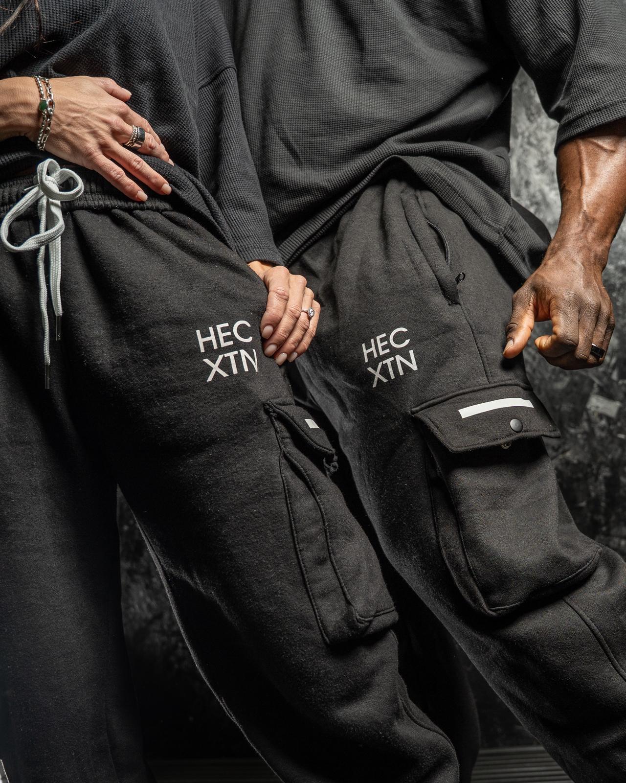 HECXTN Black & White Tracksuit cuffed bottoms
